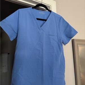 Mandala ceil blue v-neck scrub top
